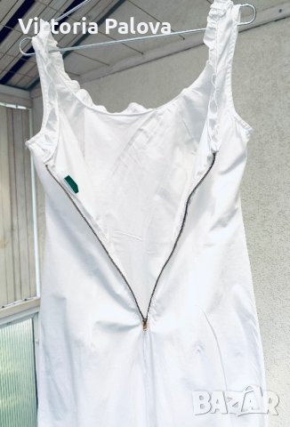 Бяла рокля BENETTON, памук, снимка 6 - Рокли - 41616341