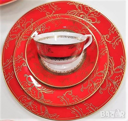 Костен порцелан - червен комплекти за чай и кафе за съдомиялна , снимка 5 - Сервизи - 34808760