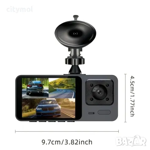 Видеорегистратор с 3 камери, G-Sensor Full HD, нощно виждане, 2-инчов IPS екран, снимка 4 - Аксесоари и консумативи - 49810084