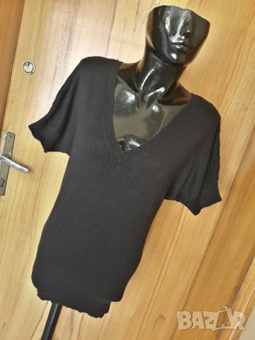 Н&М Черна туника плетиво с къс ръкав С/М, снимка 1