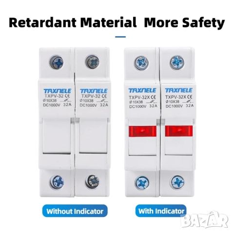 Taxnele 2P паралелен DC държач за предпазители за соларни фотоволтаични системи 10*38 мм DC 1000V, снимка 2 - Друга електроника - 52702189