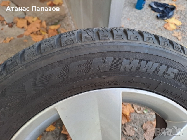 Комплект зимни гуми и алуминиеви джанти за Шкода 185х60х15, снимка 5 - Гуми и джанти - 52295031