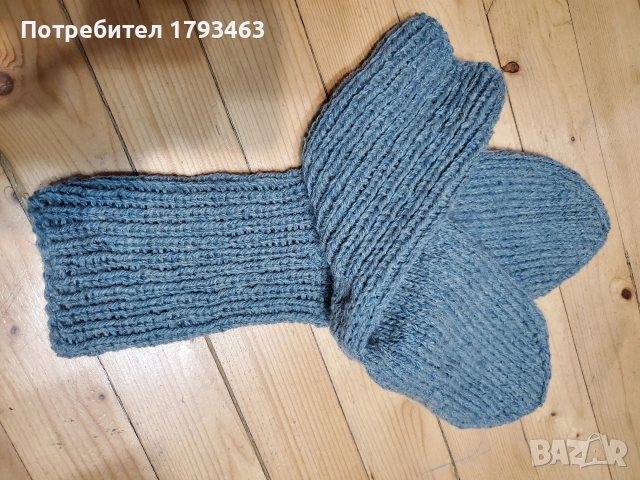 Ръчно плетени мъжки терлици от вълна, размер 47, снимка 6 - Мъжки чорапи - 50025586