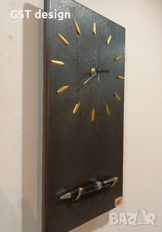 Часовник Стенен Топ Дизайнерски Ръчна изработка Уникат Дърво и златни Veri писци, снимка 7 - Стенни часовници - 41246366