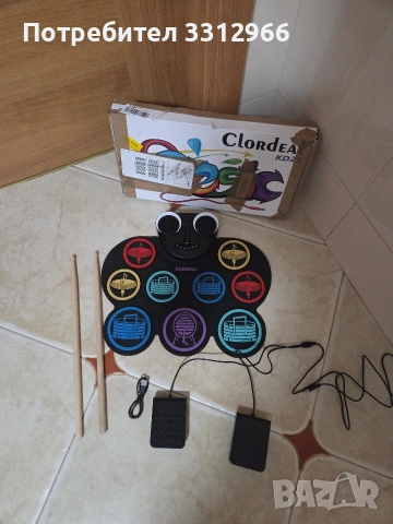 Чисто нов Комплект електронни барабани CLORDEAL KD21 с жак за слушалки, 9 подложки