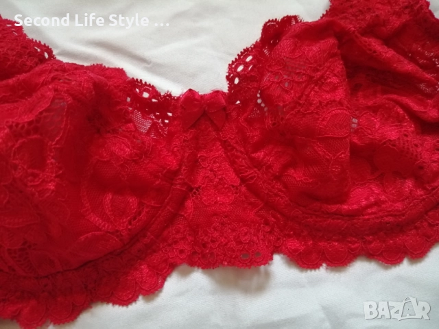 75B нов червен дантелен сутиен , снимка 5 - Бельо - 52921968