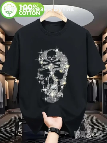 👕 Луксозна Мъжка Тениска Plein – 100% Памук 👑, снимка 1