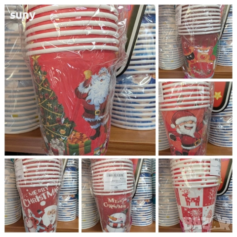 Коледни чинийки големи, коледни салфетки, чашки, торбички, кутийки, , снимка 3 - Декорация за дома - 42725962