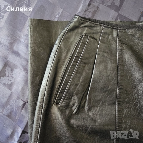 Дълга кожена пола телешка истинска естествена кожа 42 номер M-L размер, снимка 10 - Поли - 52409692