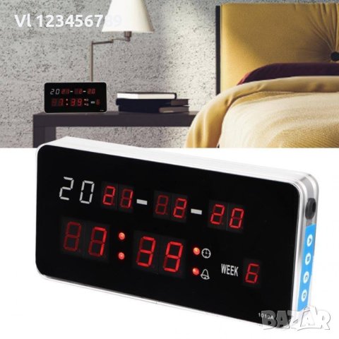 LED часовник с аларма, календар, 1019А