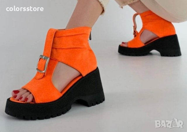 Летни боти- оранжеви с черно ходило - LB50, снимка 4 - Сандали - 40807457