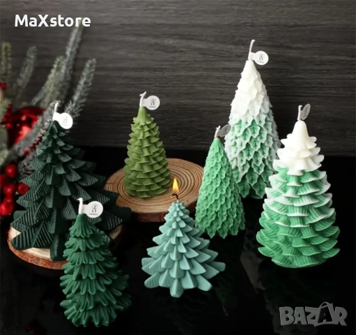 3D 4 модела елхи елха Силиконов молд форма за свещи гипс смола