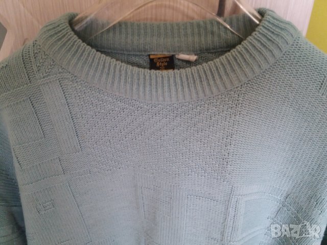 Мъжка блуза трикотажна плетка светлосиня голям размер, снимка 2 - Блузи - 34671291