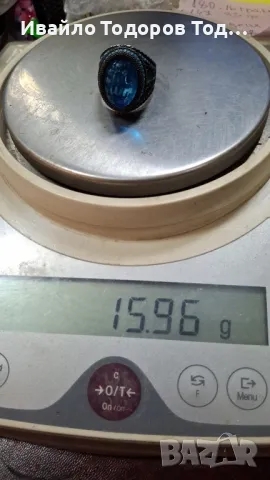 Бутиков сребърен пръстен ръчна изработка с голям аквамарин, снимка 13 - Пръстени - 48031132