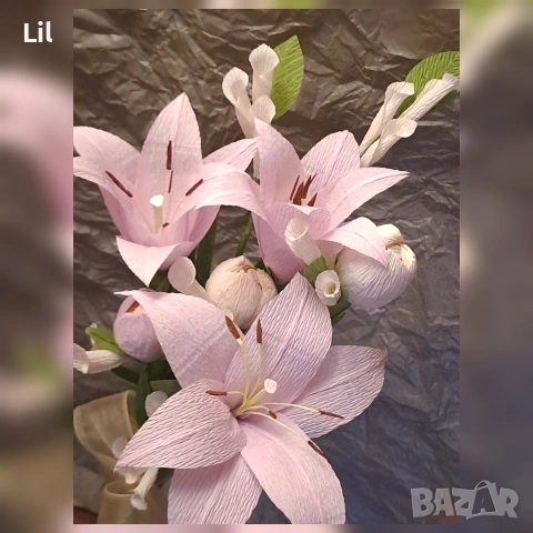 Букети от крепхартия и бонбони, снимка 3 - Изкуствени цветя - 53135078