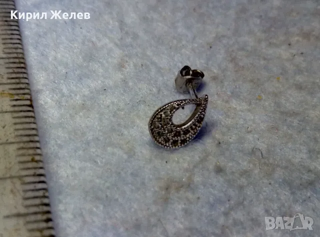 НЕЖНА СКЪПОЦЕННА СРЕБЪРНА ОБИЦА РОДИРАНО СРЕБРО 925 с ИСКРЯЩИ ЦИРКОНИ АРТ ОБЕЦА 48665, снимка 4 - Обеци - 49733940