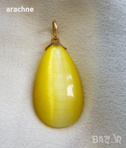 Медальон-голям хризоберил с ефект "котешко око", снимка 2 - Колиета, медальони, синджири - 41558357