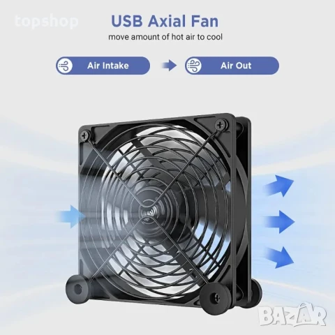 НОВ, ТЕСТВАН EasyAcc USB вентилатор тихо охлаждане 125 мм DC 5V с 3 регулируеми скорости..., снимка 3 - Други - 50575763