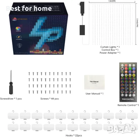 Светлина завеса с Wifi 540LEDs 1.50 x 2 м - програмируема Lphianx, снимка 2 - Лед осветление - 48352107