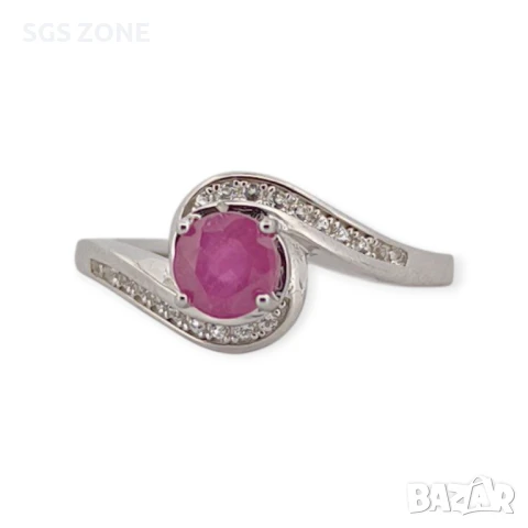 СРЕБЪРЕН ПРЪСТЕН С РУБИНИ, САПФИРИ , снимка 3 - Пръстени - 51167798