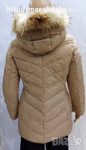 Големи размери яке с естествен пух - бежово, снимка 3 - Якета - 52042925
