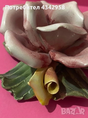  Винтидж порцеланова роза.Италия.(1970-1990), снимка 5 - Антикварни и старинни предмети - 52508548