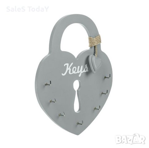 Поставка за ключове, за стена, 7 куки, 20*25см, сива