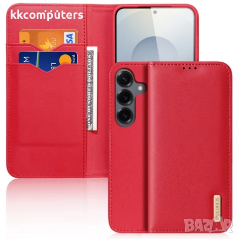 DUX DUCIS Hivo Кожен Калъф за Samsung S26 - Кравешка кожа, RFID защита, Портфейл, 3 цвята, снимка 3 - Калъфи, кейсове - 53854502