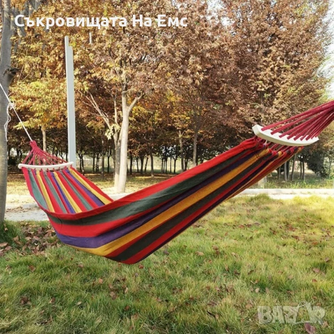 Градински Хамак 🌴🌴 200см Х 80см с Дървени Рейки, снимка 3 - Градински мебели, декорация  - 53714669