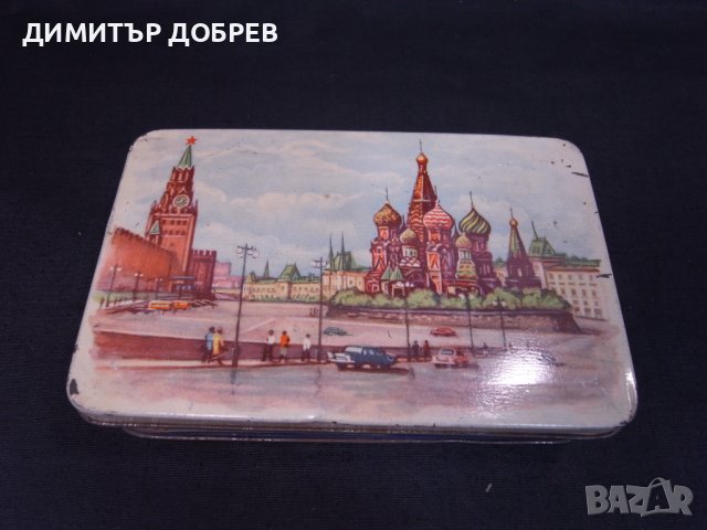 СТАРА РЕТРО СОЦ СССР МЕТАЛНА КУТИЯ ЛИТОГРАФИЯ МОСКВА КРЕМЪЛ, снимка 2 - Антикварни и старинни предмети - 42121828