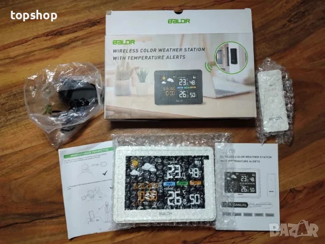 НОВА Метеорологична станция BALDR Вътрешен и външен термометър Цифров цветен LCD, Фаза на луната..., снимка 4 - Друга електроника - 50494747