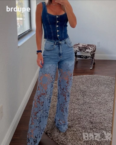 Дамски дънки с дантела, снимка 2 - Дънки - 51236649