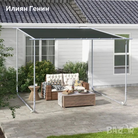 Мобилна беседка Outsunny, с колела, включва чували с пясък, метална рамка, 3x3 м, сива, снимка 8 - Градински мебели, декорация  - 50752968