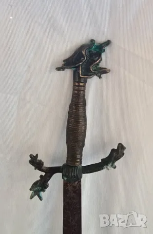 Стара декоративна сабя с драконова дръжка, снимка 2 - Декорация за дома - 49290168