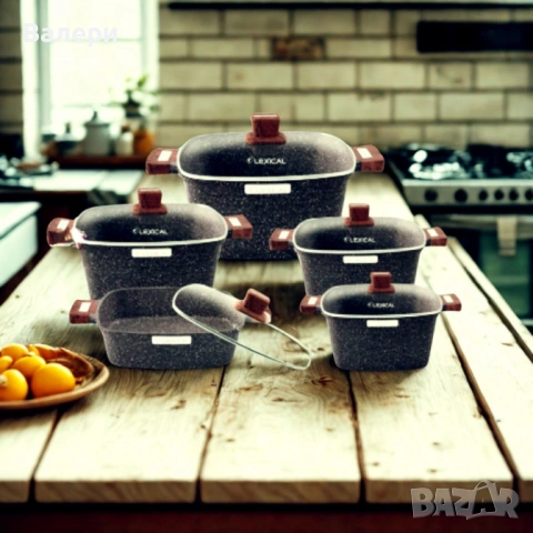 Гранитен комплект касероли от 10 части за кулинарни шедьоври Lexical  – IMPERIAL FORGE SERIES, снимка 6 - Съдове за готвене - 53218777