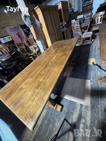 Масивна дъбова маса със столове - Рустик стил, снимка 3 - Маси - 52835147