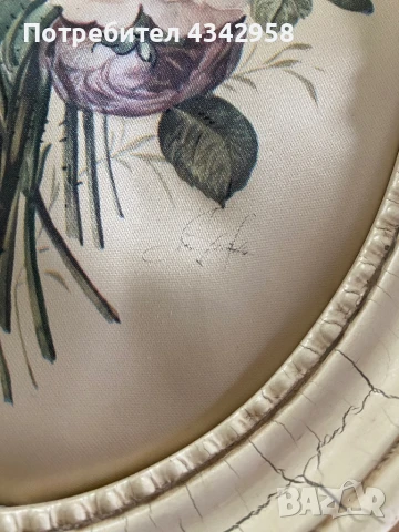 Vintage. Копринена картина в рамка., снимка 4 - Антикварни и старинни предмети - 51392681