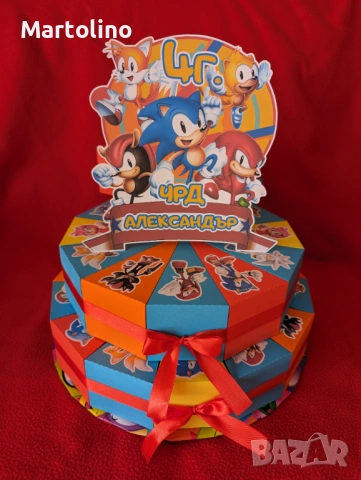 Картонена торта Соник, снимка 2 - Други - 53049245