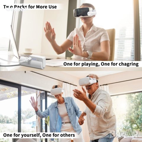 Батерия за Meta Quest 2, 5000mAh за допълнителни 3 часа време за игра (бяла), снимка 4 - Аксесоари - 44482249