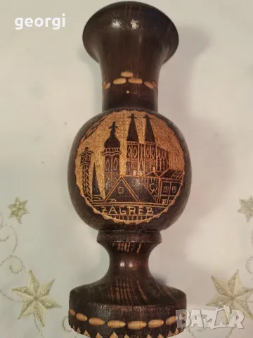 дървена ваза с дърворезба 25/4, снимка 2 - Декорация за дома - 50183339