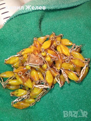 СТАРИННА АРТ ДЕКО ОГЪРЛИЦА от МУРАНО и БРОНЗ ЦВЕТНО ВЕНЕЦИАНСКО СТЪКЛО РЕТРО АРТ БИЖУ РЯДКО 24328, снимка 2 - Антикварни и старинни предмети - 33957553