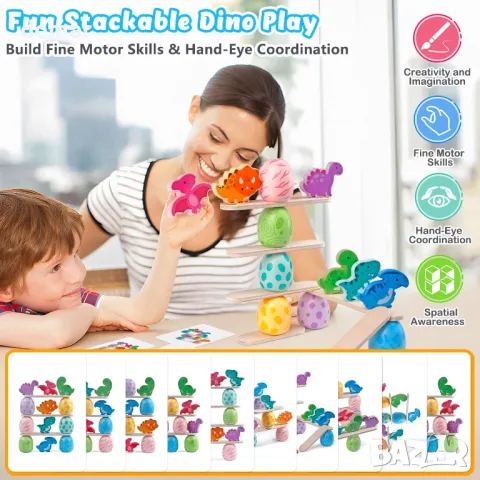 Aliex 4 в 1 дървени Монтесори играчки с динозаври за малки деца 1 - 3 години, снимка 9 - Образователни игри - 49989502