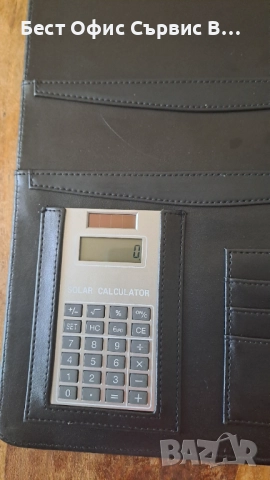 папка луксозна със соларен калкулатор Mline кожена черна A4 , снимка 6 - Ученически пособия, канцеларски материали - 52586542
