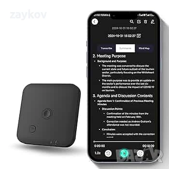 Диктофон с AI транскрипция и резюме FOCASE REC Аудио рекордер Мини AI гласов рекордер