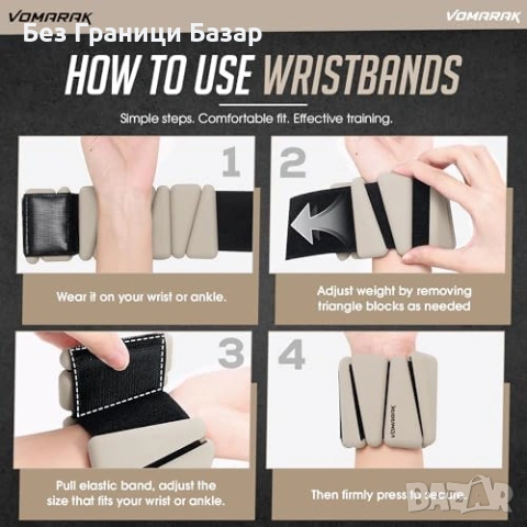 Нови Тежести за глезени и китки 2lb комплект 2 броя за домашни тренировки, снимка 4 - Фитнес уреди - 53679025