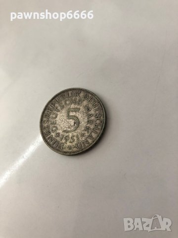 Сребърна монета Германия 5 марки, 1951, снимка 8 - Нумизматика и бонистика - 41484845