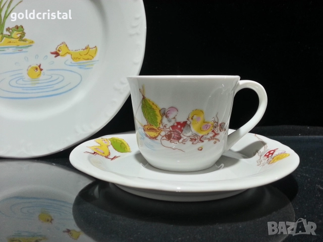 Стар български порцелан детски комплект за хранене , снимка 3 - Антикварни и старинни предмети - 52744256