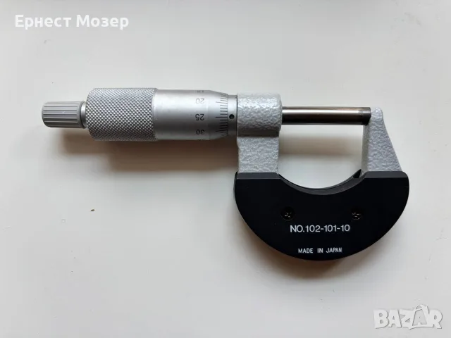Mitutoyo 102-101-10 микрометър 0-25 mm, 0.01 mm, Made in Japan, снимка 4 - Шублери - 56080806