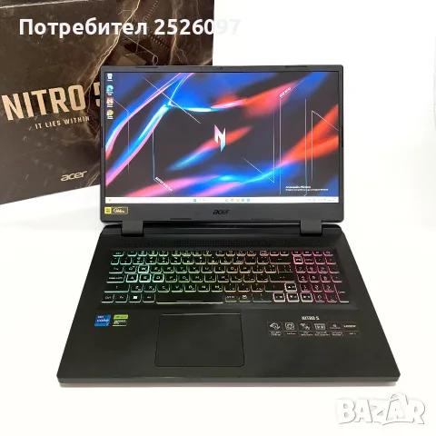 ACER Nitro 5/17.3” 144Hz/i7-12650H/RTX 4050/16GB DDR5/1TB/RGB, снимка 2 - Лаптопи за игри - 55856340