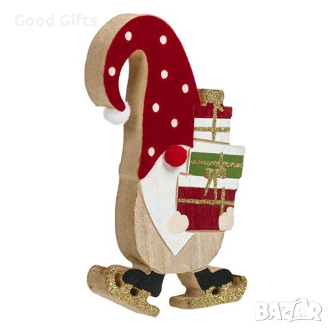 3 броя Дървени коледни фигурки за Коледна украса, XMAS и две гномчета, снимка 6 - Декорация за дома - 42704659